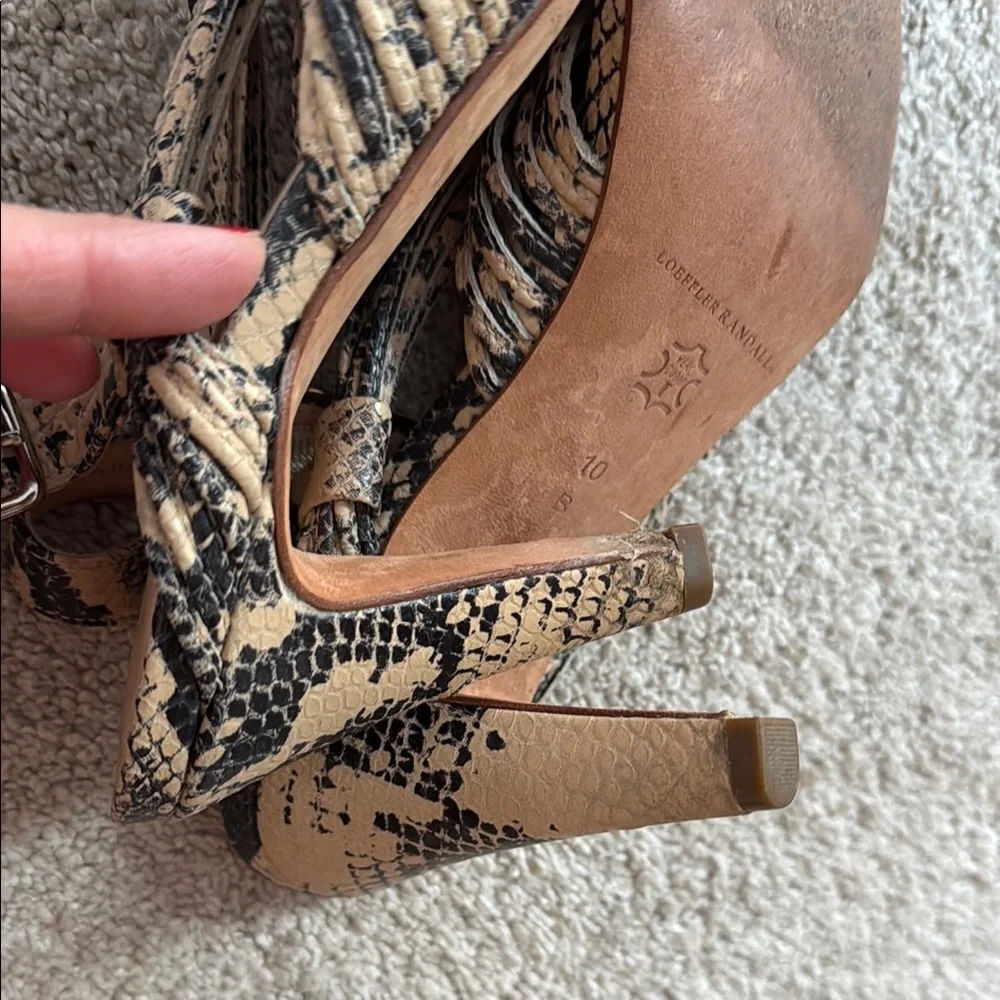 Loeffler Randall Black and Tan Heels with snakeskin pattern. - Picture 4 of 7